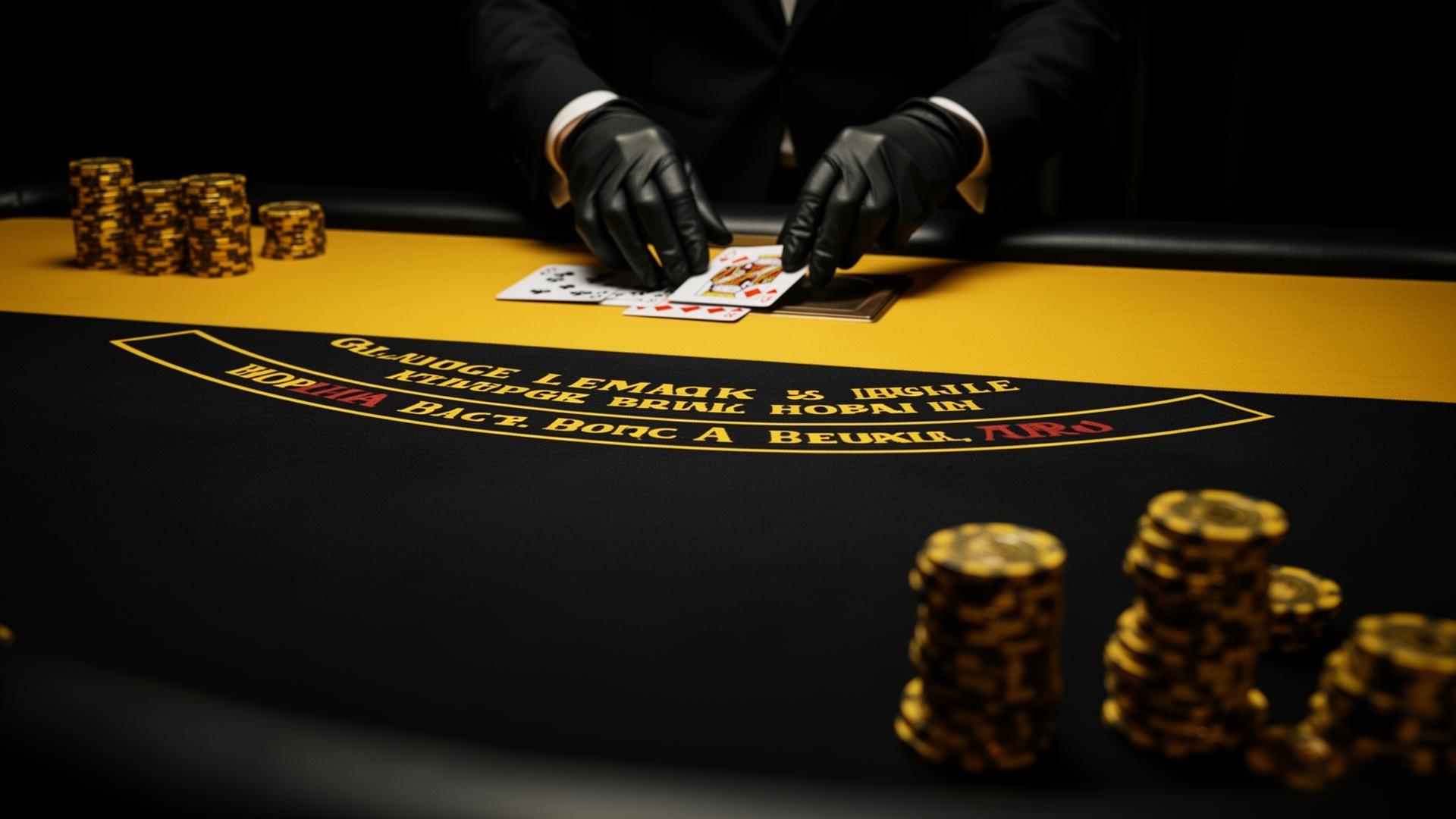 Elegante live casino tafel met gouden chips